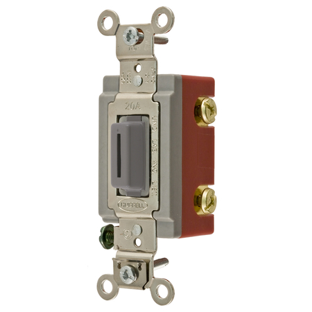 HUBBELL WIRING DEVICE-KELLEMS Extra Heavy Duty Industrial Grade, Locking Toggle Switches, General Purpose AC, Single Pole, 20A 120/277V AC, Back and Side Wired Key Guide HBL1221LG